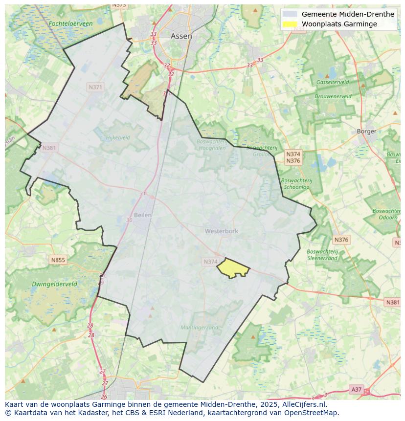 Afbeelding van de woonplaats Garminge op de kaart.