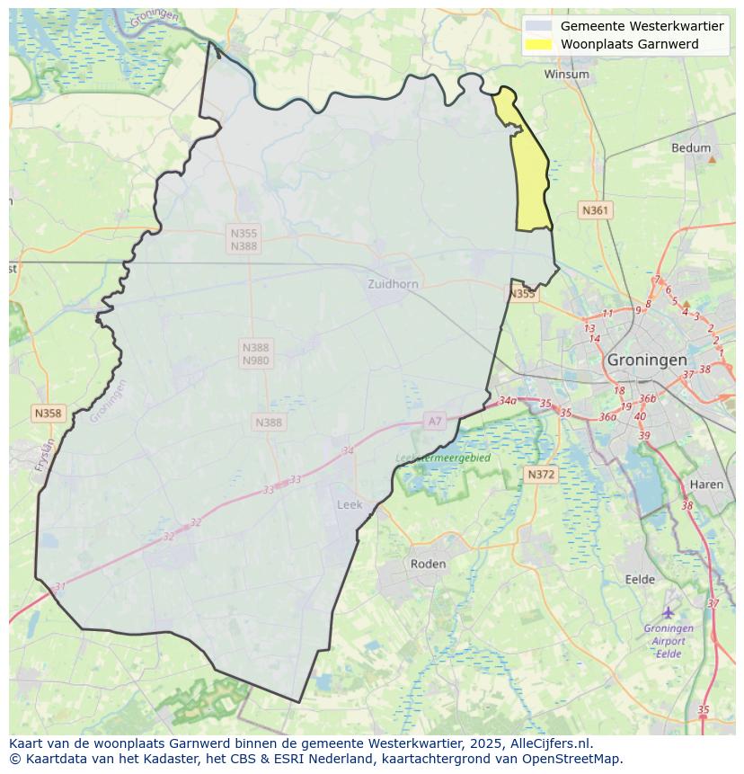 Afbeelding van de woonplaats Garnwerd op de kaart.
