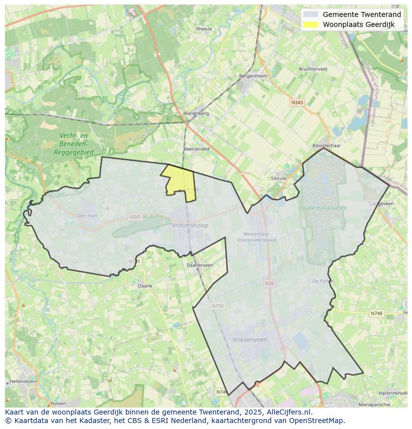 Afbeelding van de woonplaats Geerdijk op de kaart.