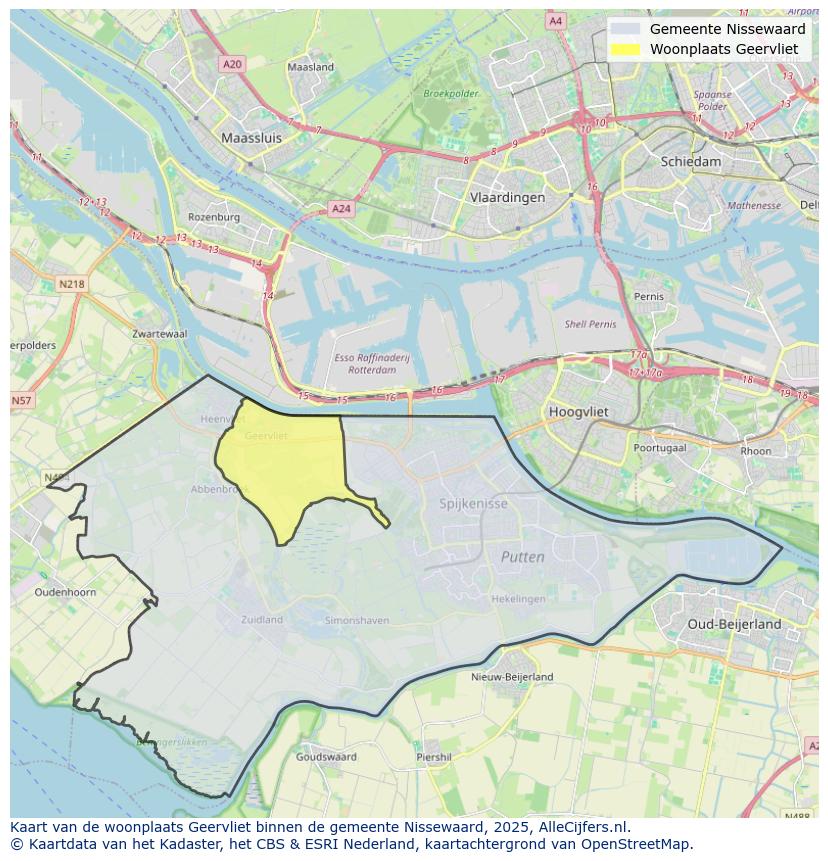 Afbeelding van de woonplaats Geervliet op de kaart.