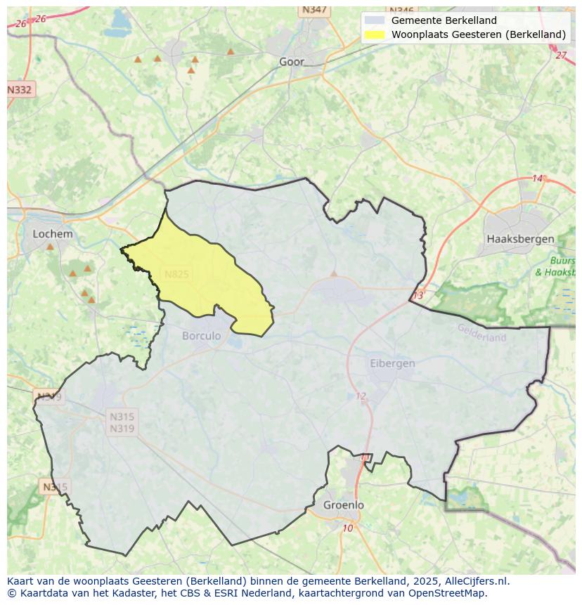 Afbeelding van de woonplaats Geesteren op de kaart.