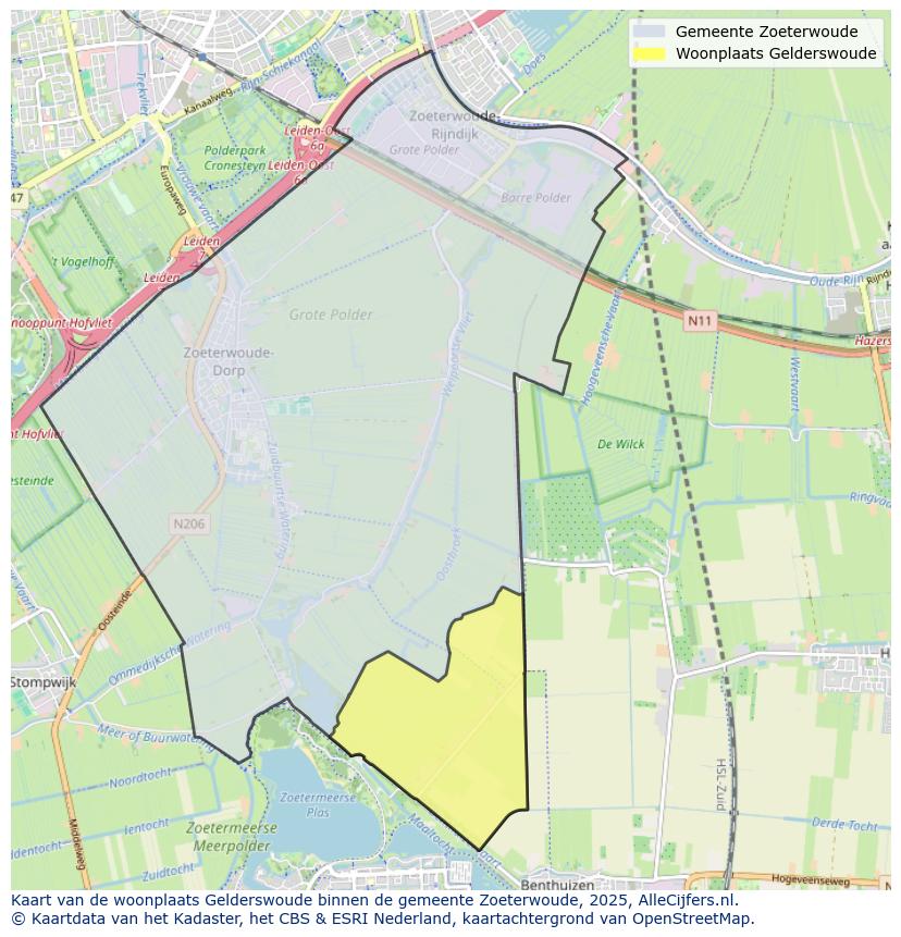 Afbeelding van de woonplaats Gelderswoude op de kaart.