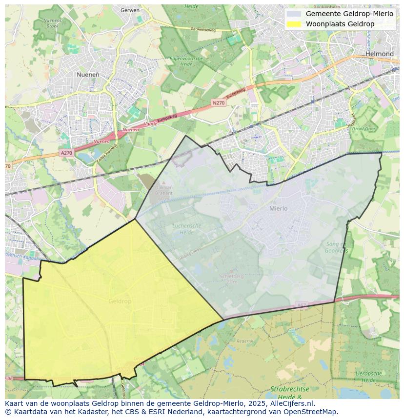 Afbeelding van de woonplaats Geldrop op de kaart.