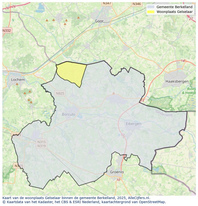 Afbeelding van de woonplaats Gelselaar op de kaart.