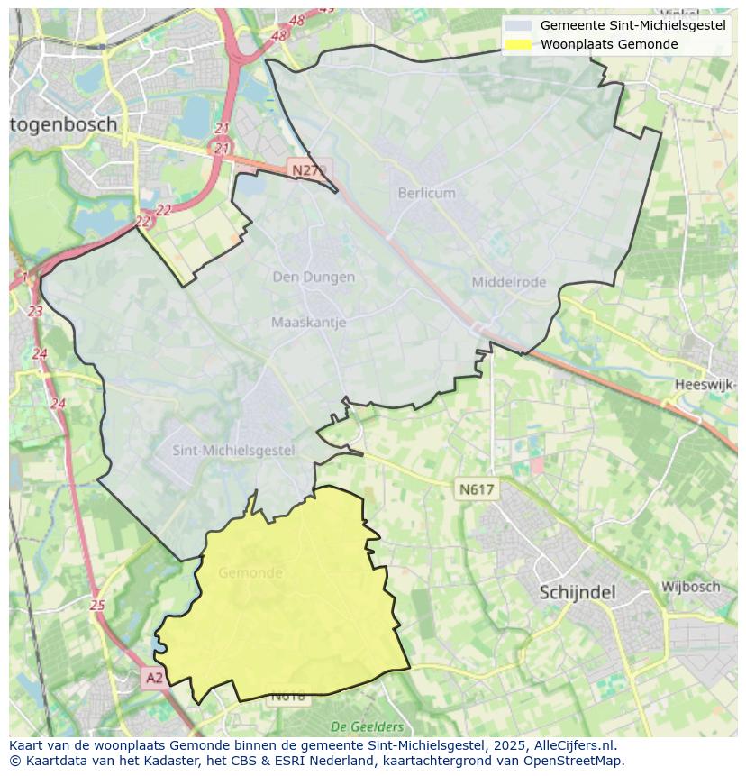 Afbeelding van de woonplaats Gemonde op de kaart.