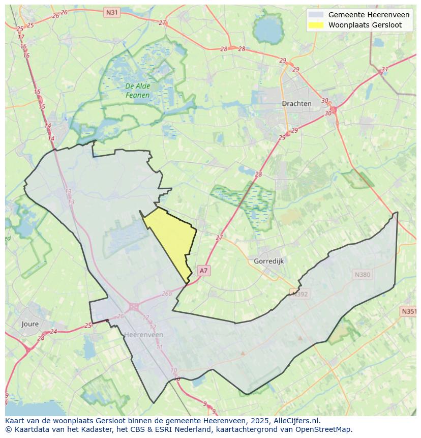 Afbeelding van de woonplaats Gersloot op de kaart.