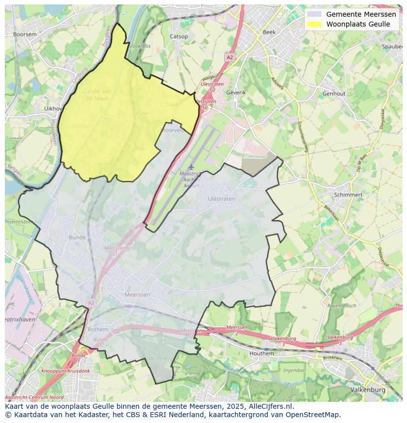 Afbeelding van de woonplaats Geulle op de kaart.