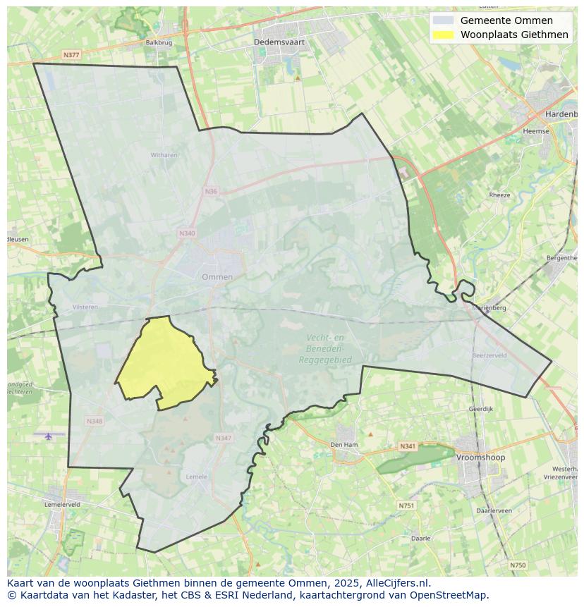 Afbeelding van de woonplaats Giethmen op de kaart.