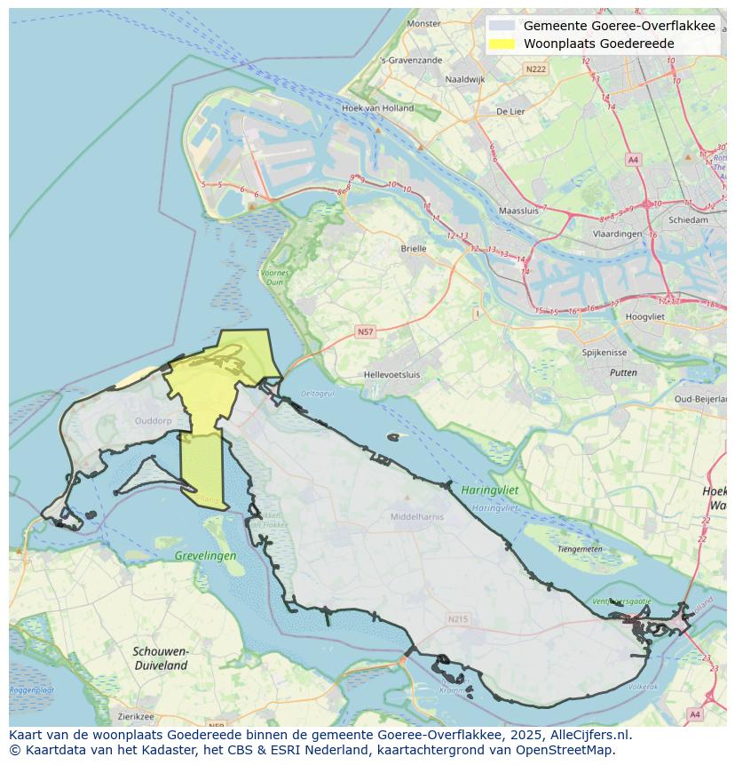 Afbeelding van de woonplaats Goedereede op de kaart.