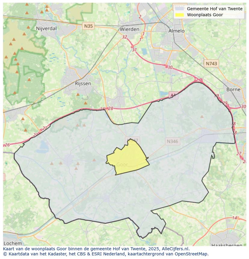 Afbeelding van de woonplaats Goor op de kaart.