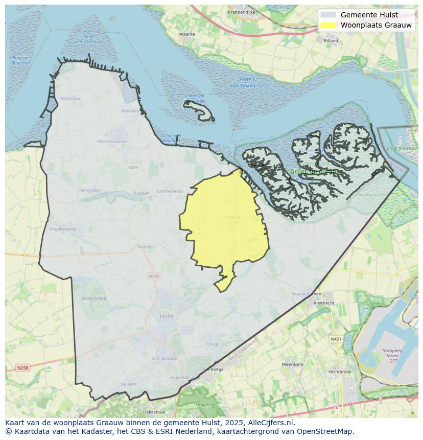 Afbeelding van de woonplaats Graauw op de kaart.
