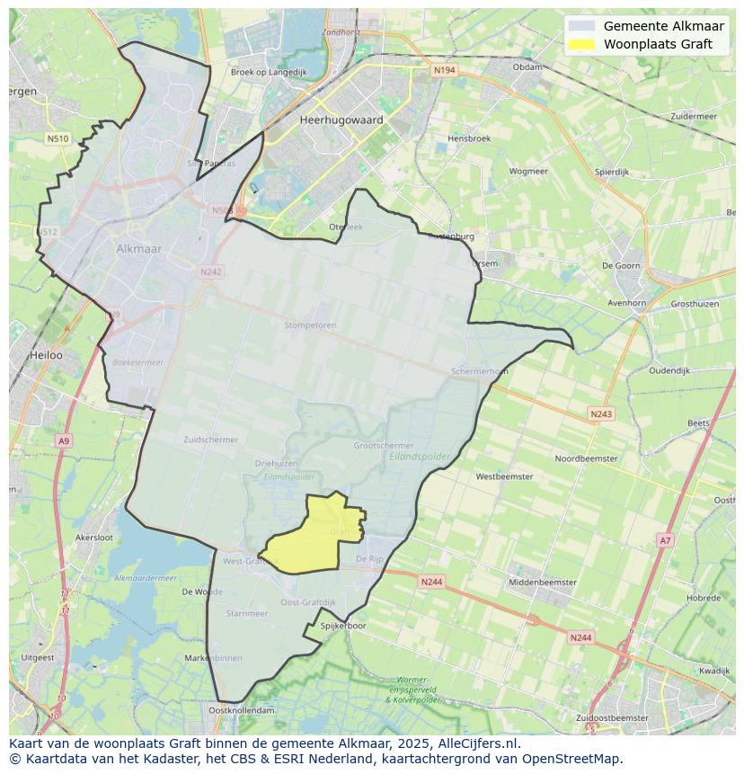 Afbeelding van de woonplaats Graft op de kaart.