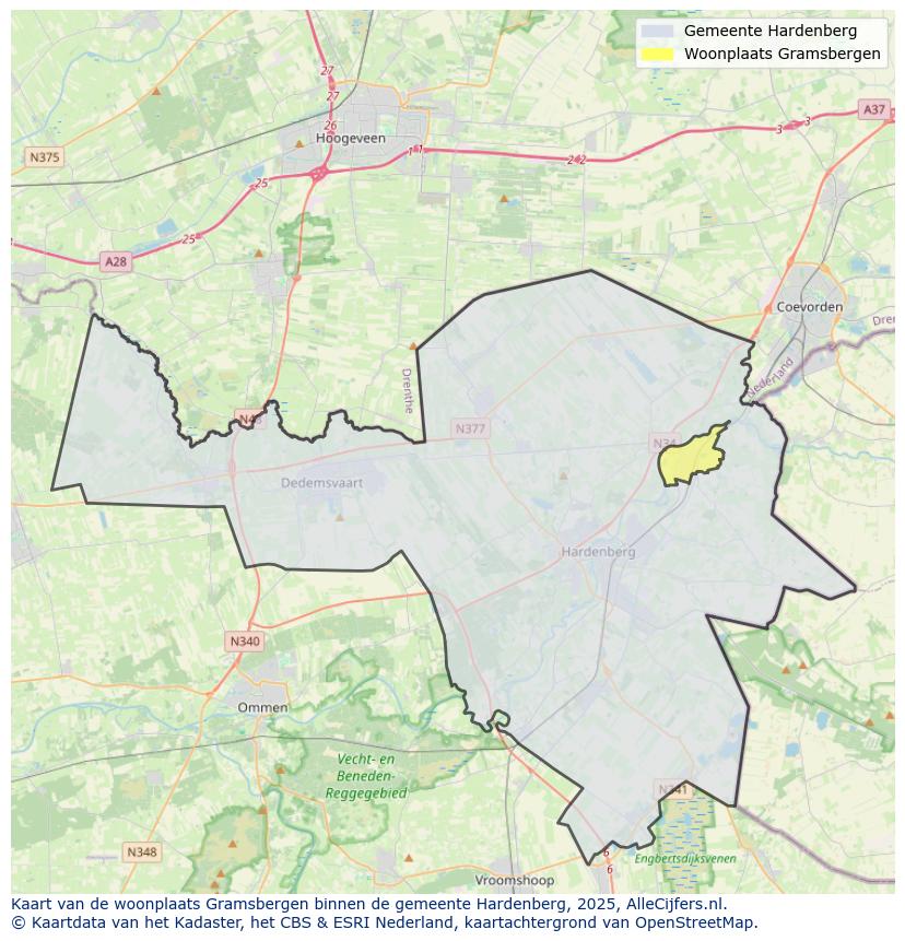Afbeelding van de woonplaats Gramsbergen op de kaart.