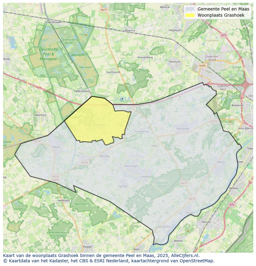 Afbeelding van de woonplaats Grashoek op de kaart.