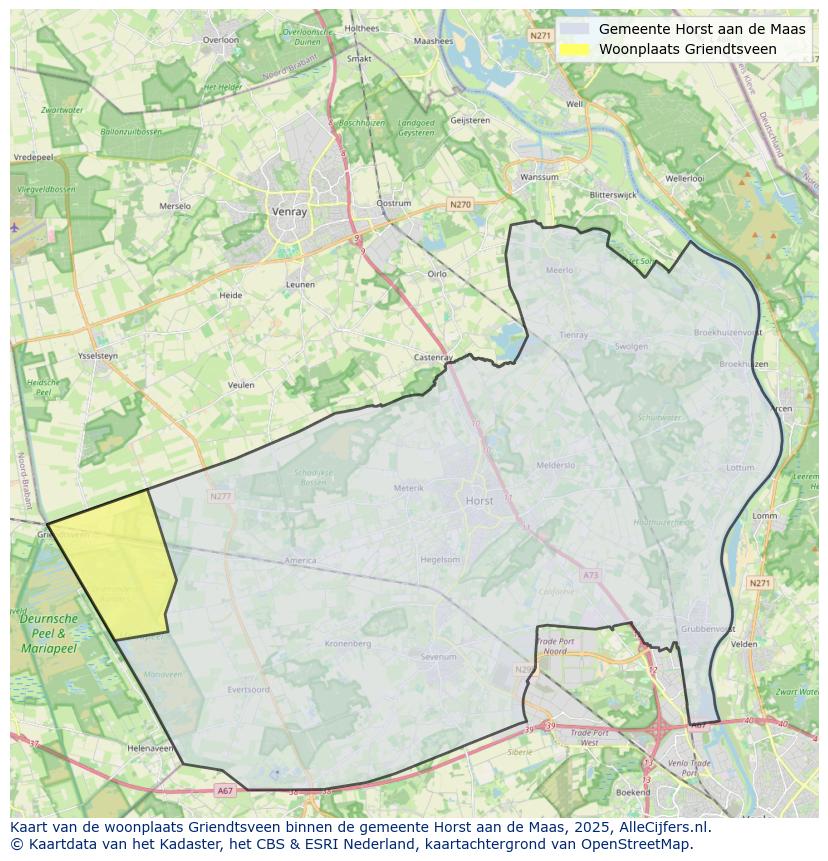 Afbeelding van de woonplaats Griendtsveen op de kaart.