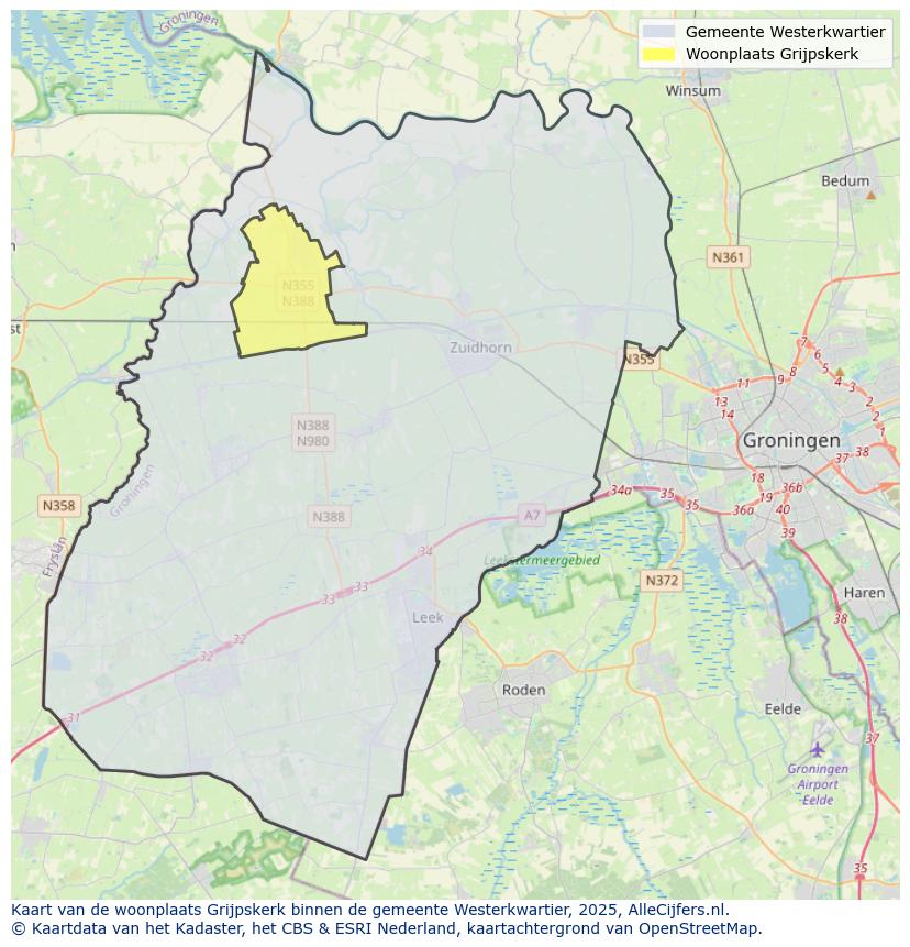 Afbeelding van de woonplaats Grijpskerk op de kaart.