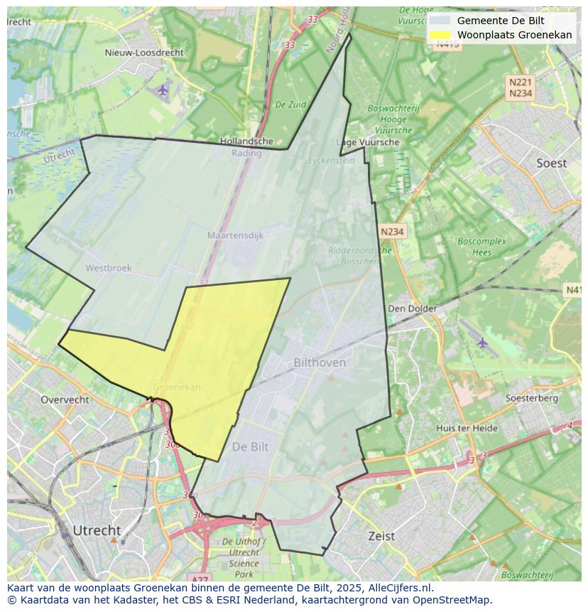 Afbeelding van de woonplaats Groenekan op de kaart.