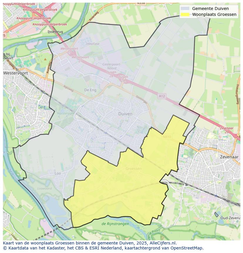 Afbeelding van de woonplaats Groessen op de kaart.