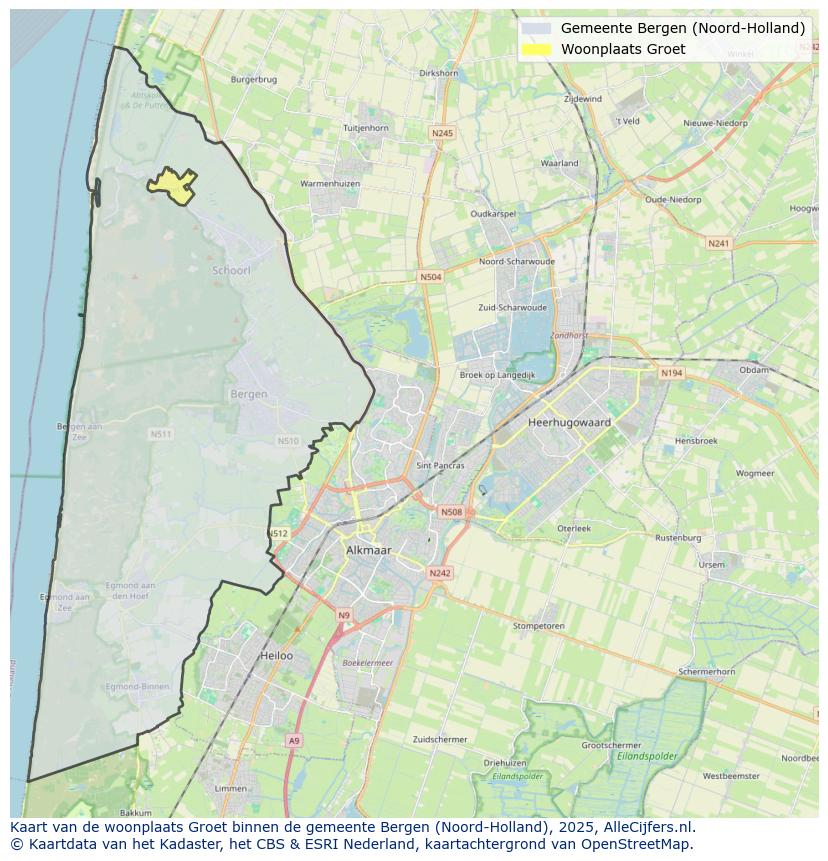 Afbeelding van de woonplaats Groet op de kaart.