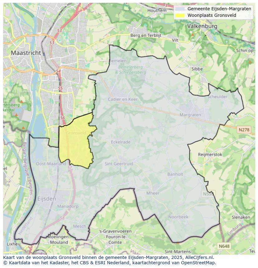 Afbeelding van de woonplaats Gronsveld op de kaart.