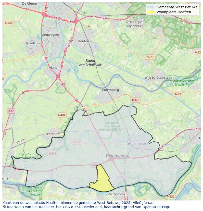 Afbeelding van de woonplaats Haaften op de kaart.