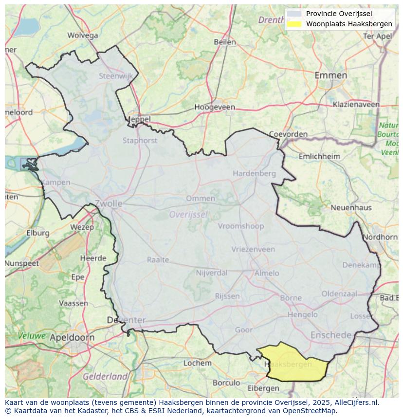 Afbeelding van de woonplaats Haaksbergen op de kaart.