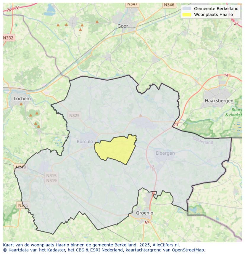 Afbeelding van de woonplaats Haarlo op de kaart.
