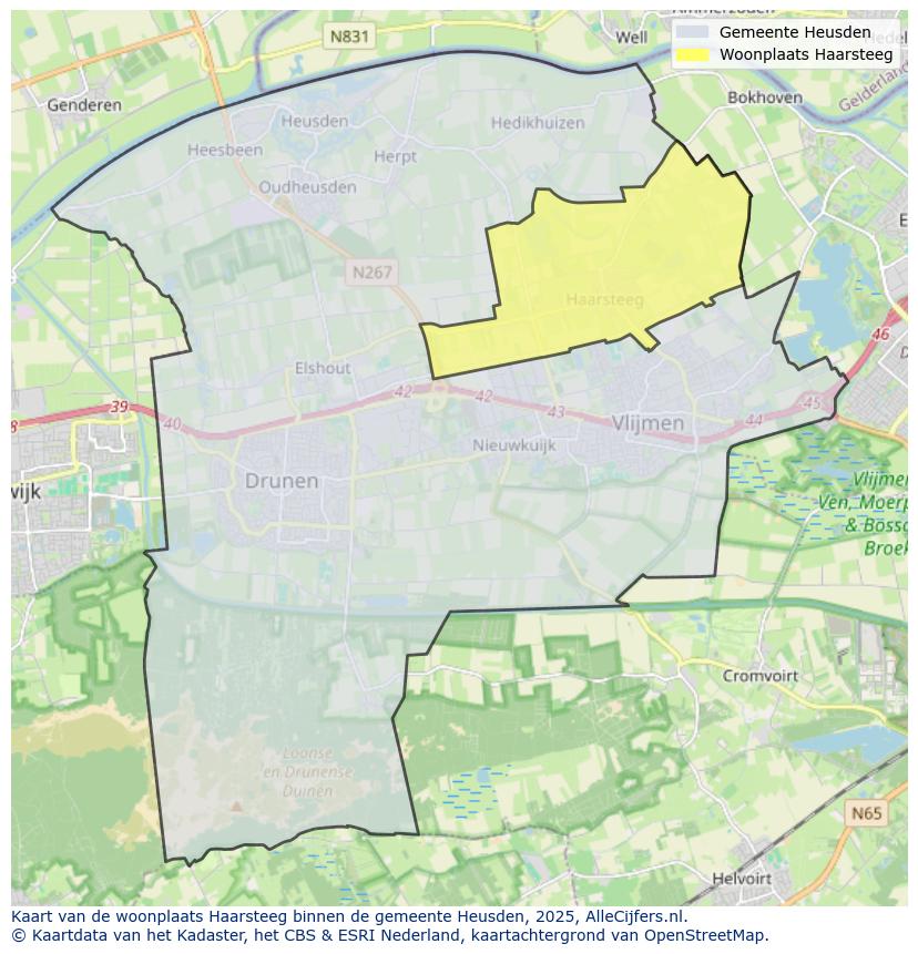 Afbeelding van de woonplaats Haarsteeg op de kaart.