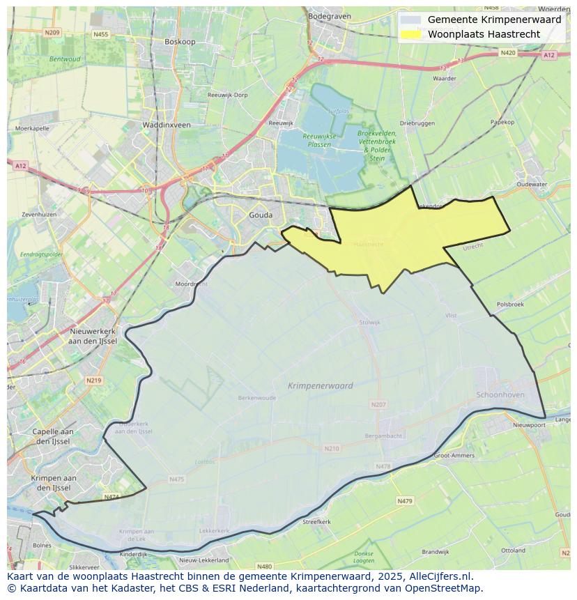 Afbeelding van de woonplaats Haastrecht op de kaart.