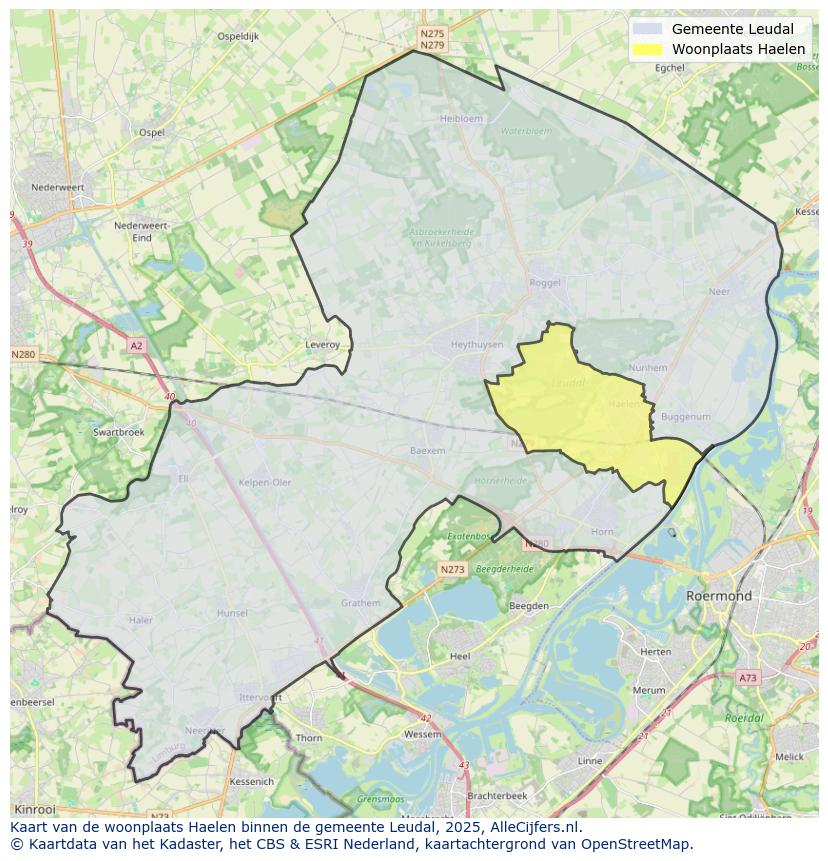 Afbeelding van de woonplaats Haelen op de kaart.