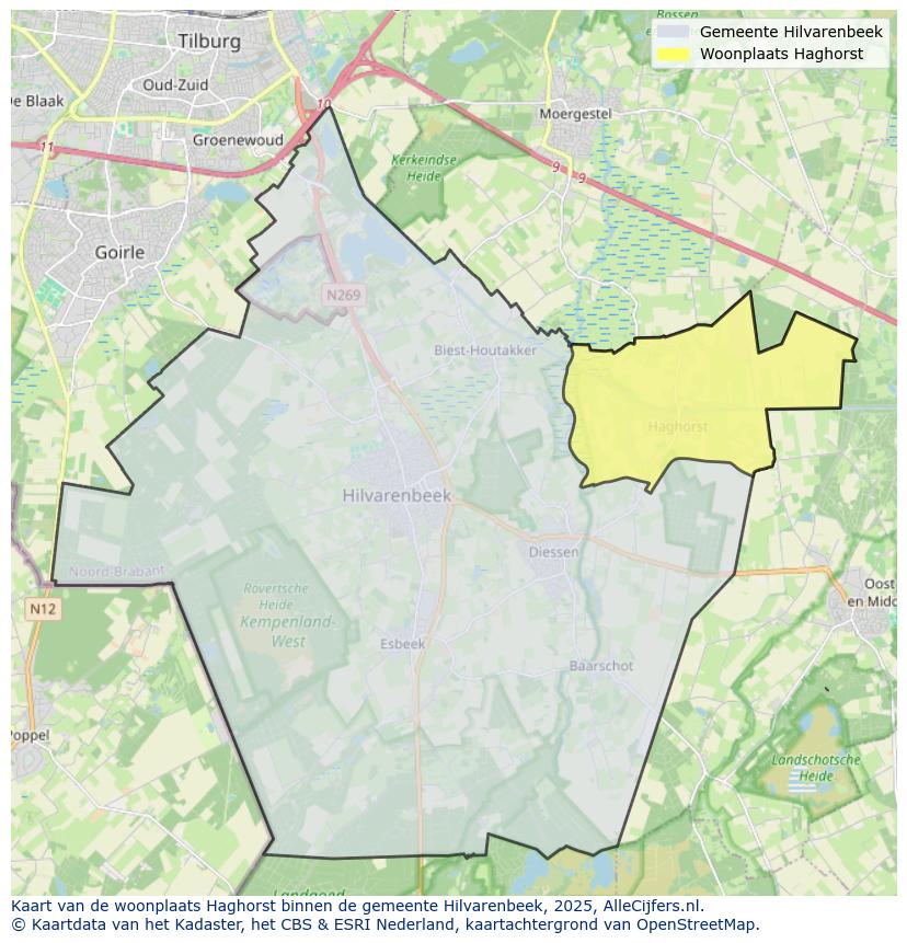 Afbeelding van de woonplaats Haghorst op de kaart.