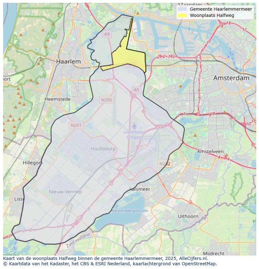 Afbeelding van de woonplaats Halfweg op de kaart.