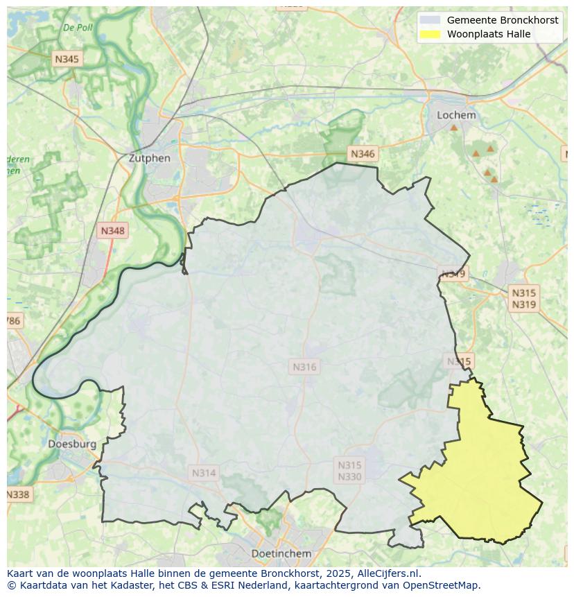 Afbeelding van de woonplaats Halle op de kaart.