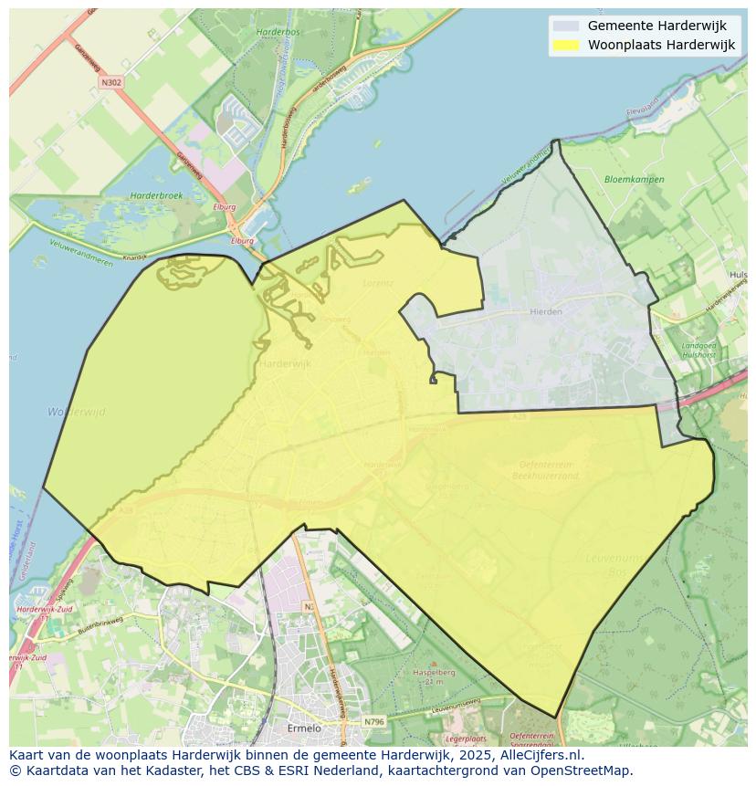 Afbeelding van de woonplaats Harderwijk op de kaart.