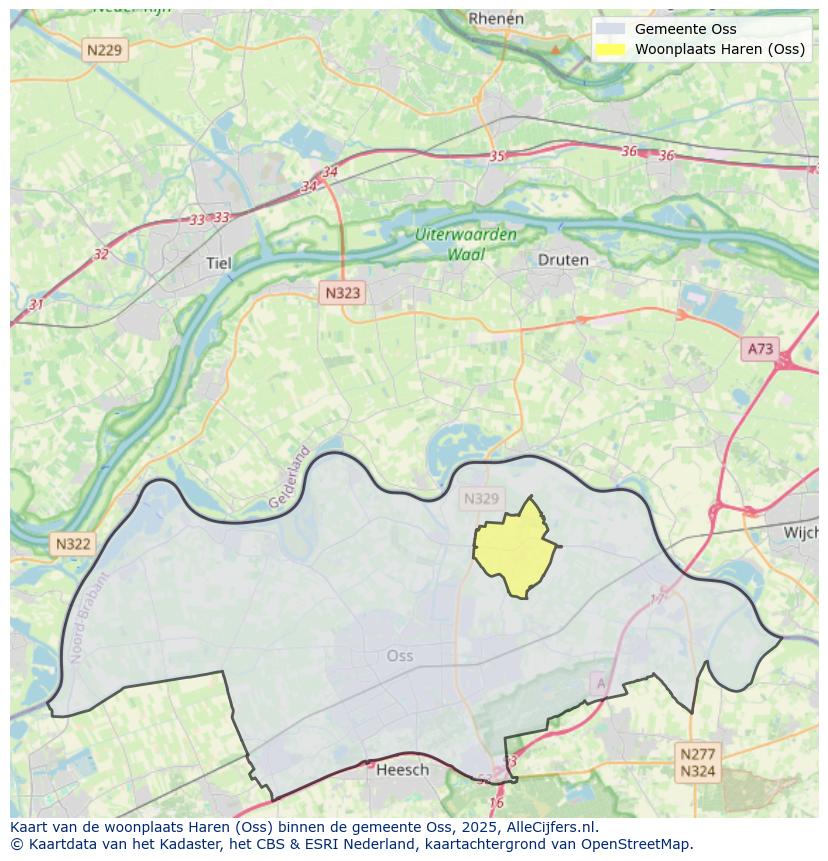 Afbeelding van de woonplaats Haren op de kaart.