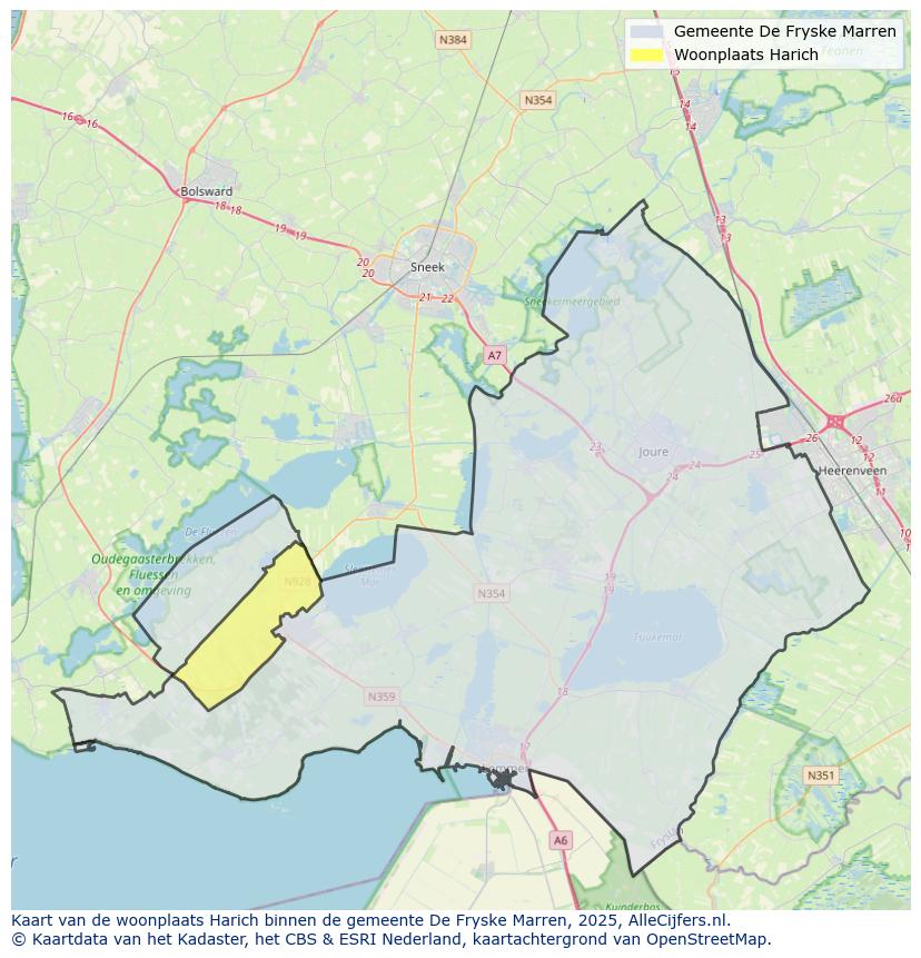 Afbeelding van de woonplaats Harich op de kaart.