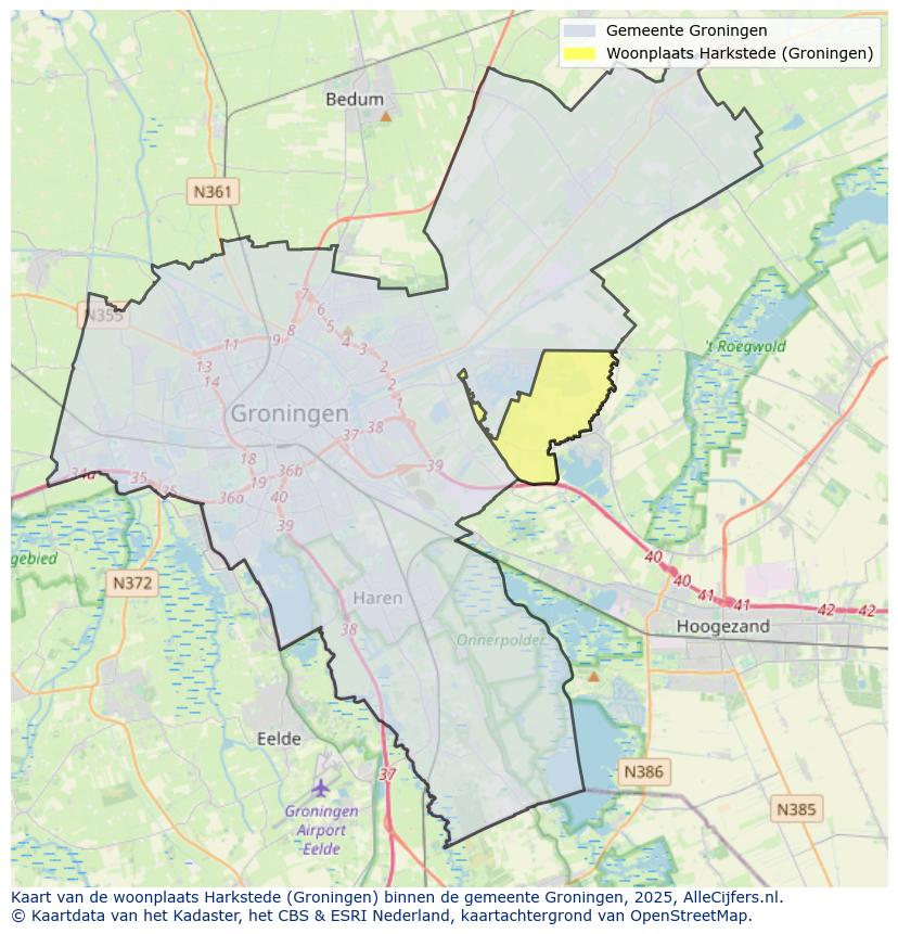 Afbeelding van de woonplaats Harkstede op de kaart.