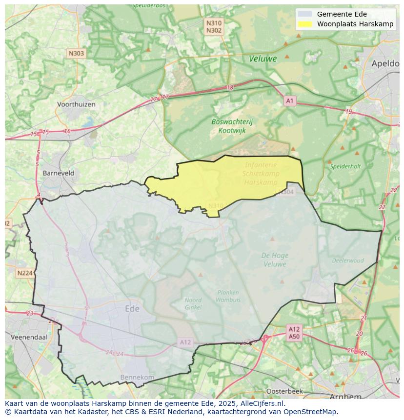 Afbeelding van de woonplaats Harskamp op de kaart.