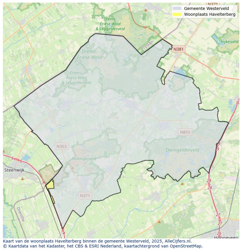 Afbeelding van de woonplaats Havelterberg op de kaart.