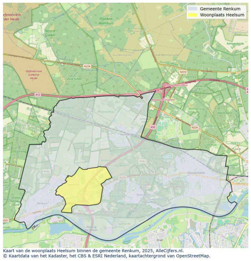 Afbeelding van de woonplaats Heelsum op de kaart.