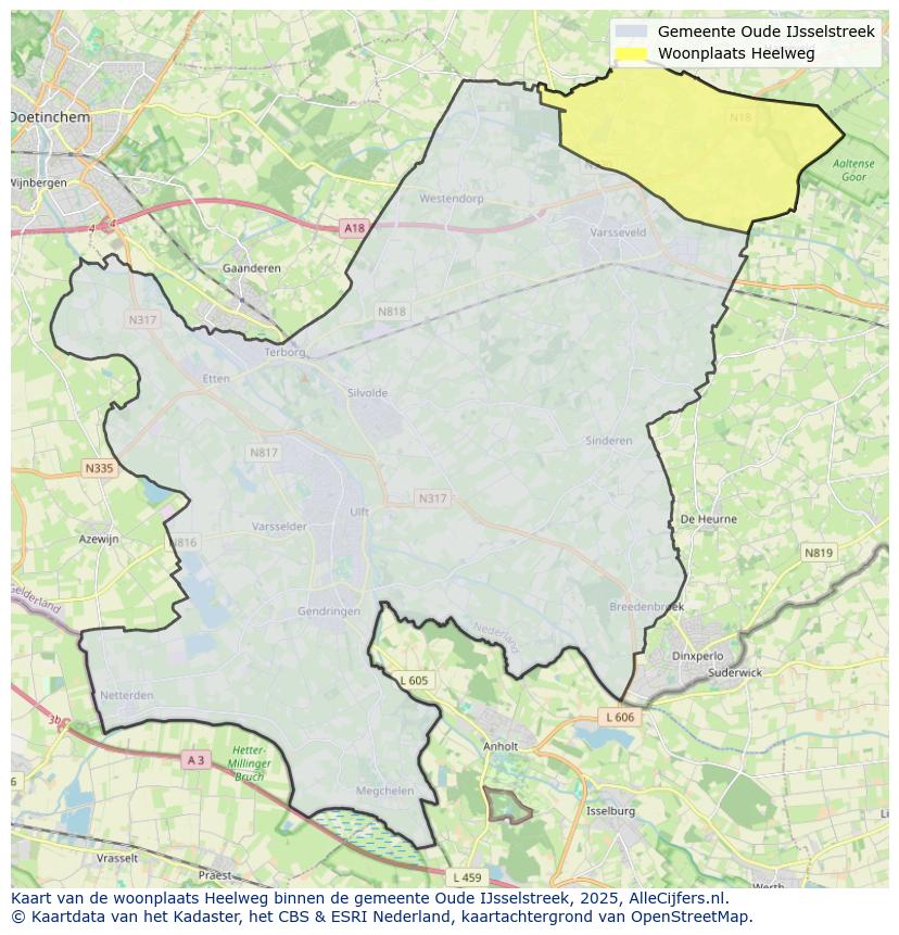 Afbeelding van de woonplaats Heelweg op de kaart.