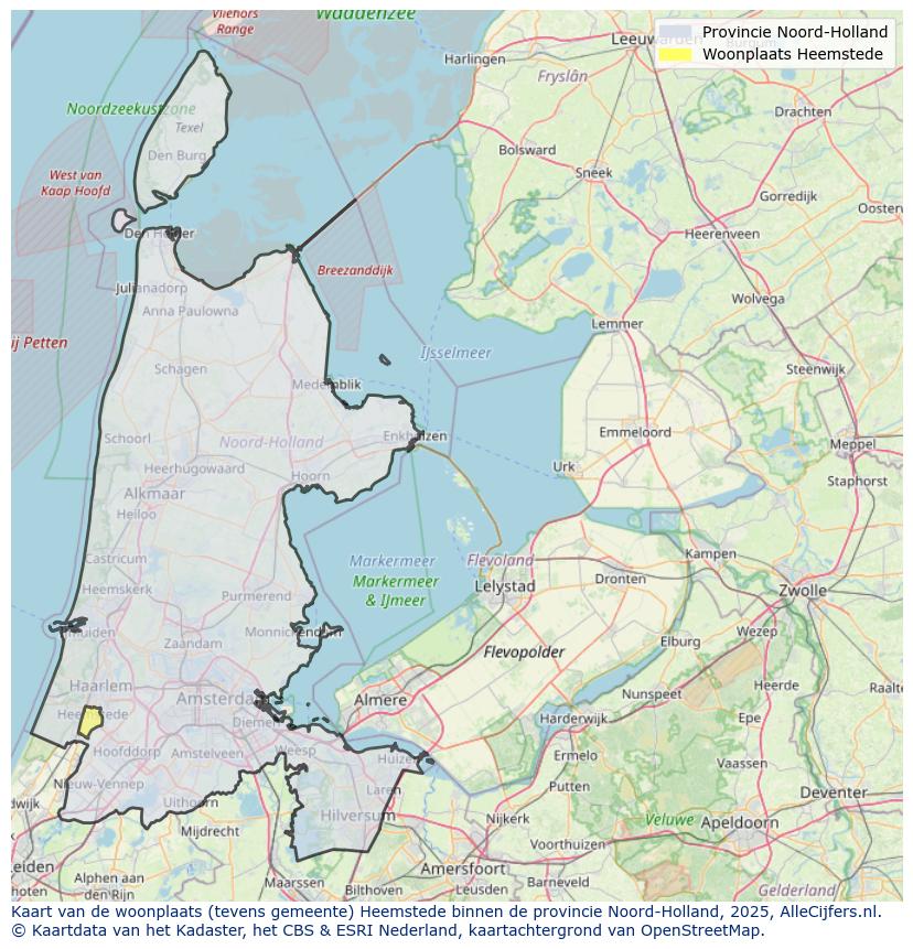 Afbeelding van de woonplaats Heemstede op de kaart.