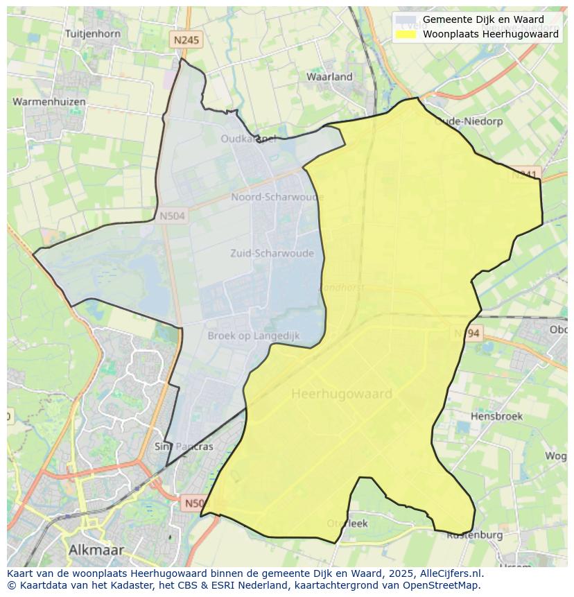 Afbeelding van de woonplaats Heerhugowaard op de kaart.