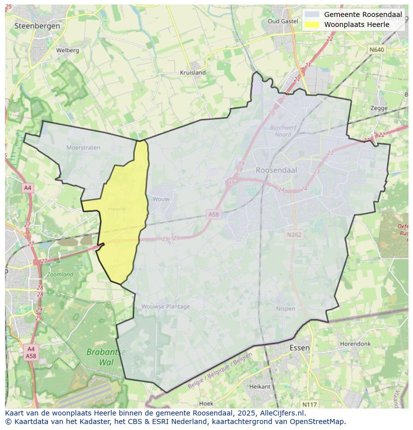 Afbeelding van de woonplaats Heerle op de kaart.