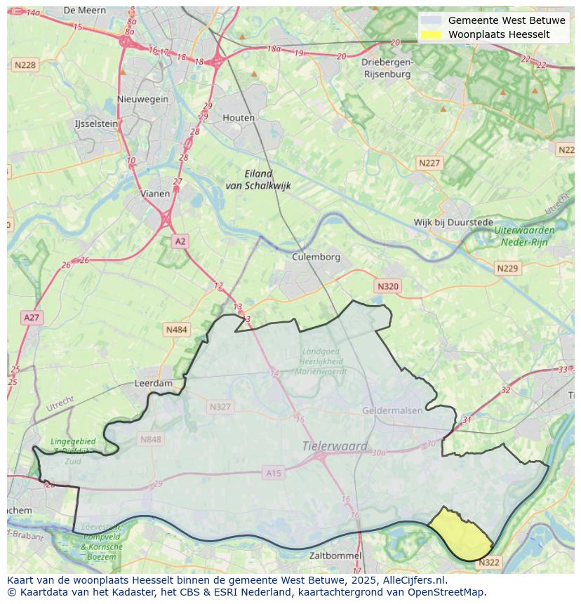Afbeelding van de woonplaats Heesselt op de kaart.