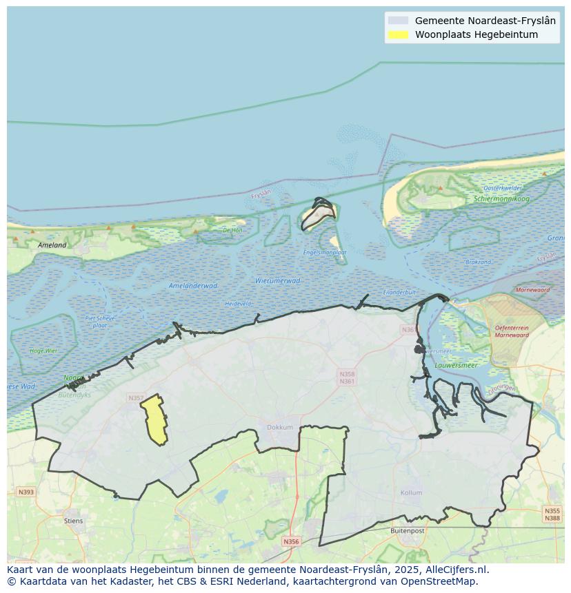 Afbeelding van de woonplaats Hegebeintum op de kaart.