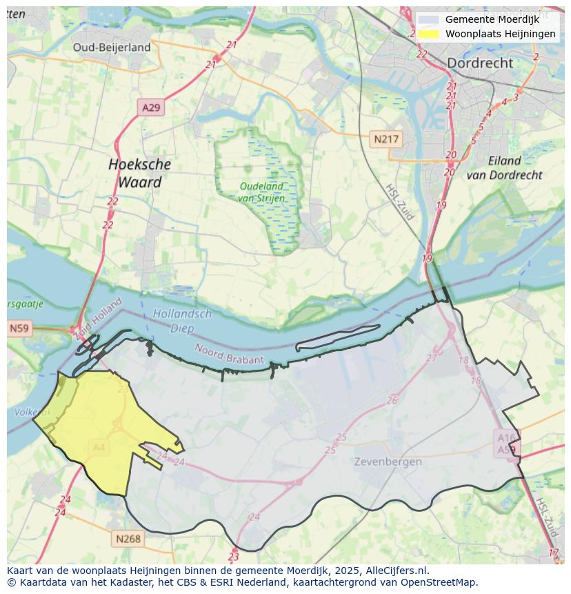 Afbeelding van de woonplaats Heijningen op de kaart.