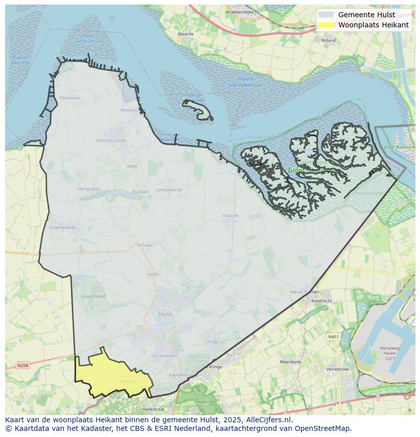Afbeelding van de woonplaats Heikant op de kaart.