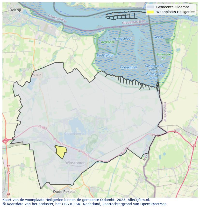 Afbeelding van de woonplaats Heiligerlee op de kaart.