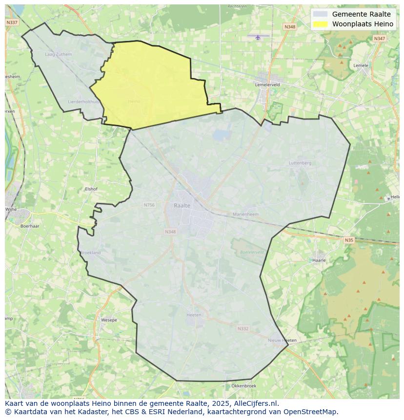 Afbeelding van de woonplaats Heino op de kaart.